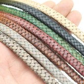 Flat Braided Leather Cord 10 mm