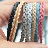 Flat Braided Leather Cord 5 mm
