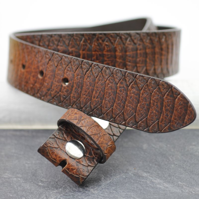 Echtes Rindsleder Gürtel Krokodil Print Vollledergürtel 4 cm mit Schn