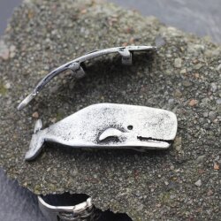 5 Whale sliders, Whale Charm, Whale Beads, dark antique silver