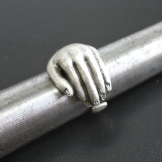 Hand Holding Ring Silver