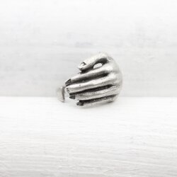 Hand Holding Ring Silver