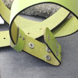 Casual leather belt Light Green 4 cm, 100 % Cow leather