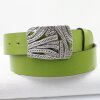 Casual leather belt Light Green 4 cm, 100 % Cow leather