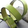 Casual leather belt Light Green 4 cm, 100 % Cow leather