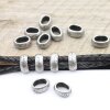 10 metal Slider Beads 13x6 mm, Dark Antique Silver