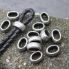 10 metal Slider Beads 13x6 mm, Dark Antique Silver