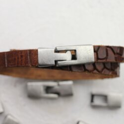 5 Verschlüsse für Lederarmband 34x12mm ( 9x4 mm) dunkel altsilber