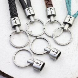 1 End cap with engraving Anchor Keychain Findings 23x15 mm (Ø 8x12 mm) Dark Antique Silver