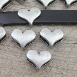 10 Heart Slider Beads, Slider Beads Heart, Dark Antique...