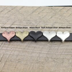 10 Heart Slider Beads, Slider Beads Heart, Dark Antique Silver