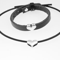 10 Heart Slider Beads, Slider Beads Heart, Dark Antique Silver
