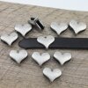 10 Heart Slider Beads, Slider Beads Heart, Dark Antique Silver