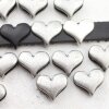 10 Heart Slider Beads, Slider Beads Heart, Dark Antique Silver