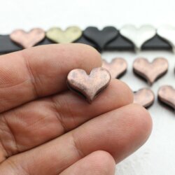 10 Heart Slider Beads, Slider Beads Heart, Antique Copper