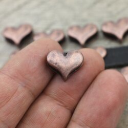 10 Heart Slider Beads, Slider Beads Heart, Antique Copper