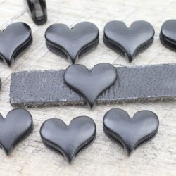 10 Heart Slider Beads, Slider Beads Heart, Mette Black