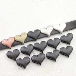 10 Heart Slider Beads, Slider Beads Heart, Mette Black