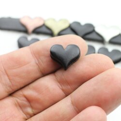 10 Heart Slider Beads, Slider Beads Heart, Mette Black