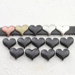 10 Heart Slider Beads, Slider Beads Heart, Mette Black