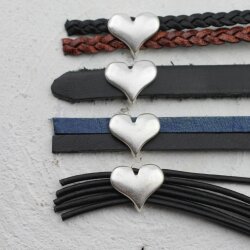 10 Heart Slider Beads, Slider Beads Heart, Mette Black