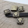 5 Skull Beads, Slider Beads, Antique Brass