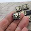 5 Skull Beads, Slider Beads, Antique Brass