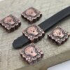 5 Skull Beads, Slider Beads, Antique Copper