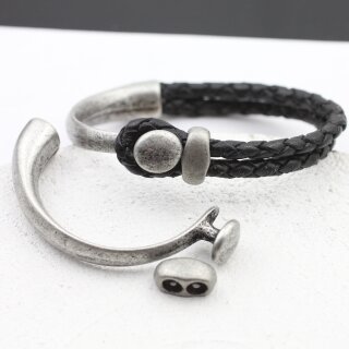 Half Cuff Bracelet Clasps, Button Bracelet Clasp, Dark Antique Silver