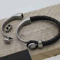 Knopf Armspange, Zamak Armbandverschlüsse, dunkel altsilber