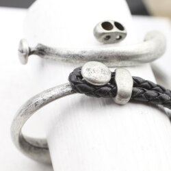 Half Cuff Bracelet Clasps, Button Bracelet Clasp, Dark Antique Silver