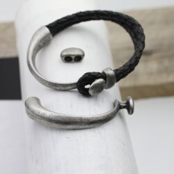 Half Cuff Bracelet Clasps, Button Bracelet Clasp, Dark Antique Silver