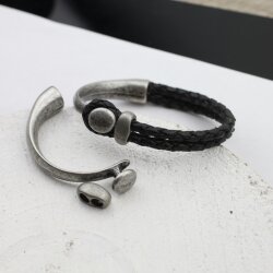 Half Cuff Bracelet Clasps, Button Bracelet Clasp, Dark Antique Silver