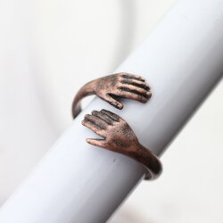 1 Baby Child Hands Love Wrap Ring Antique Copper