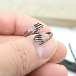 1 Baby Child Hands Love Wrap Ring Antique Copper