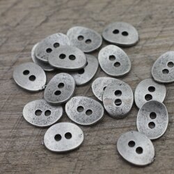 20 Button Clasps for Wraps Bracelets, Textiles 14x11 mm (Ø 1,5 mm) Dark Antique Silver