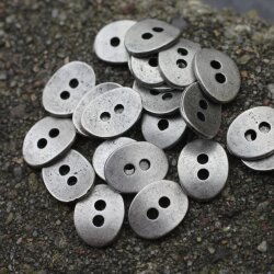 20 Button Clasps for Wraps Bracelets, Textiles 14x11 mm (Ø 1,5 mm) Dark Antique Silver