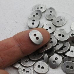 20 Button Clasps for Wraps Bracelets, Textiles 14x11 mm (Ø 1,5 mm) Dark Antique Silver