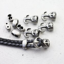 5 Dark Antique Silver Anchor Hook Bracelet Clasp for 4 -5mm round leather cord