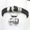 5 Dark Antique Silver Anchor Hook Bracelet Clasp for 4 -5mm round leather cord