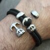 5 Dark Antique Silver Anchor Hook Bracelet Clasp for 4 -5mm round leather cord