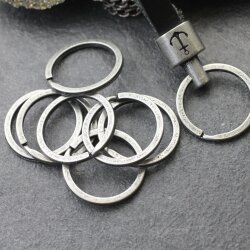 5 Metall Schlüsselanhänger Ringe, 30 mm, dunkel altsilber
