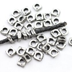 10 Irregular Metal Beads, spacer beads 10x10 mm (Ø 5 mm), antique silver