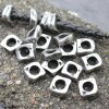 Set of 10 Rustic Silver Tone Irregular Square Beads for DIY Jewelry