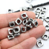 Set of 10 Rustic Silver Tone Irregular Square Beads for DIY Jewelry