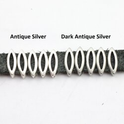 20 Dark Antique Silver Navette Slider beads