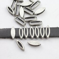 20 Dark Antique Silver Navette Slider beads