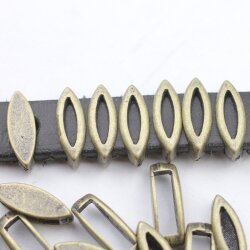 20 Antique Brass Navette Slider beads