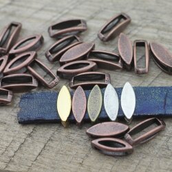 20 Antique Copper Navette Slider beads