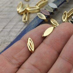 20 Gold Navette Slider beads